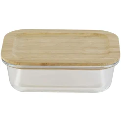 Gifi Boîte alimentaire verre avec couvercle bambou