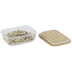 Gifi Boîte alimentaire verre avec couvercle bambou