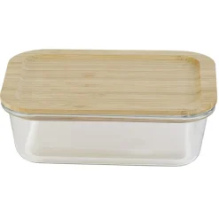 Gifi Boîte alimentaire verre avec couvercle bambou 1 000 ml