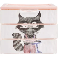 Gifi Rangement|Boîte bloc 3 tiroirs plastique décor animal H15,5 cm