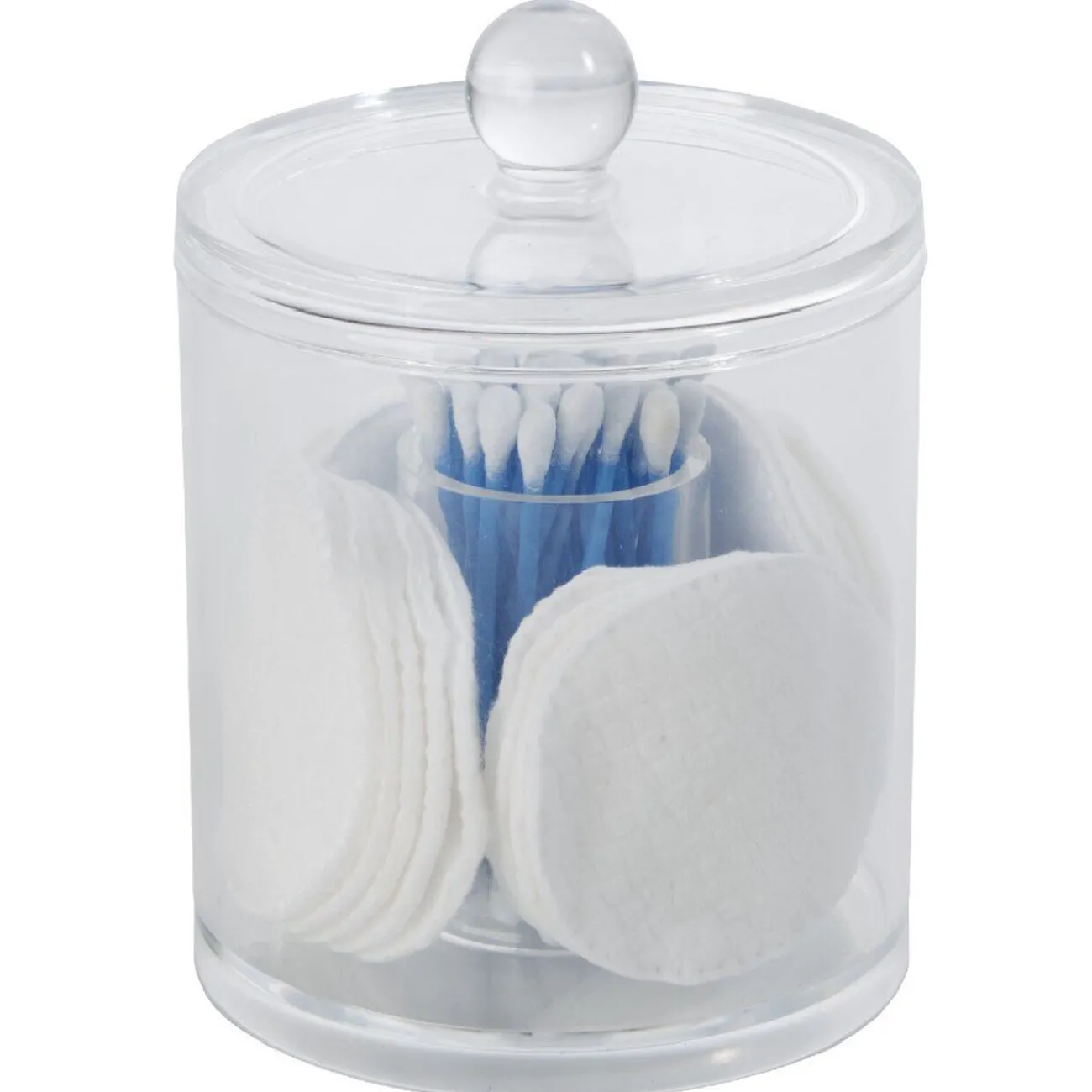 Gifi Beauté^Boîte cylindrique à coton tige transparente