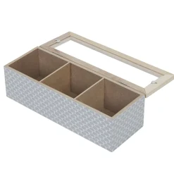 Gifi Boîte déco 3 compartiments à fenêtre gris blanc