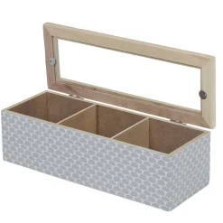Gifi Boîte déco 3 compartiments à fenêtre gris blanc