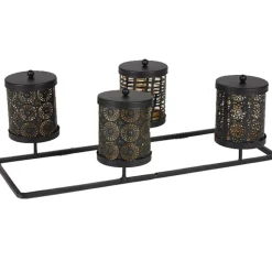 Gifi Rangement|Boîte déco noire dorée x4 sur support