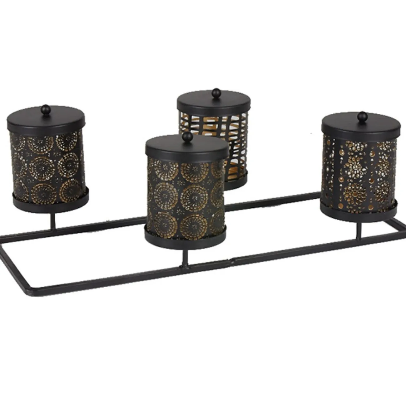 Gifi Rangement|Boîte déco noire dorée x4 sur support