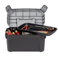 Gifi Rangement|Boîte de bricolage en plastique noir et gris x2