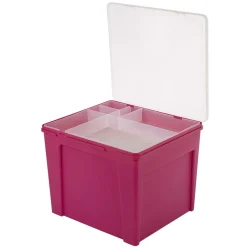 Gifi Rangement|Boîte de classement en plastique 8 dossiers rose