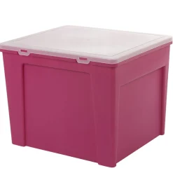 Gifi Rangement|Boîte de classement en plastique 8 dossiers rose