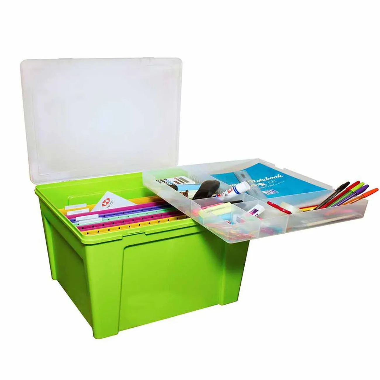 Gifi Rangement|Boîte de classement en plastique 8 dossiers vert