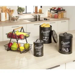 Gifi Boîte de conservation métal noir pour pomme de terre