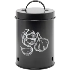 Gifi Boîte de conservation pour ail en métal noir