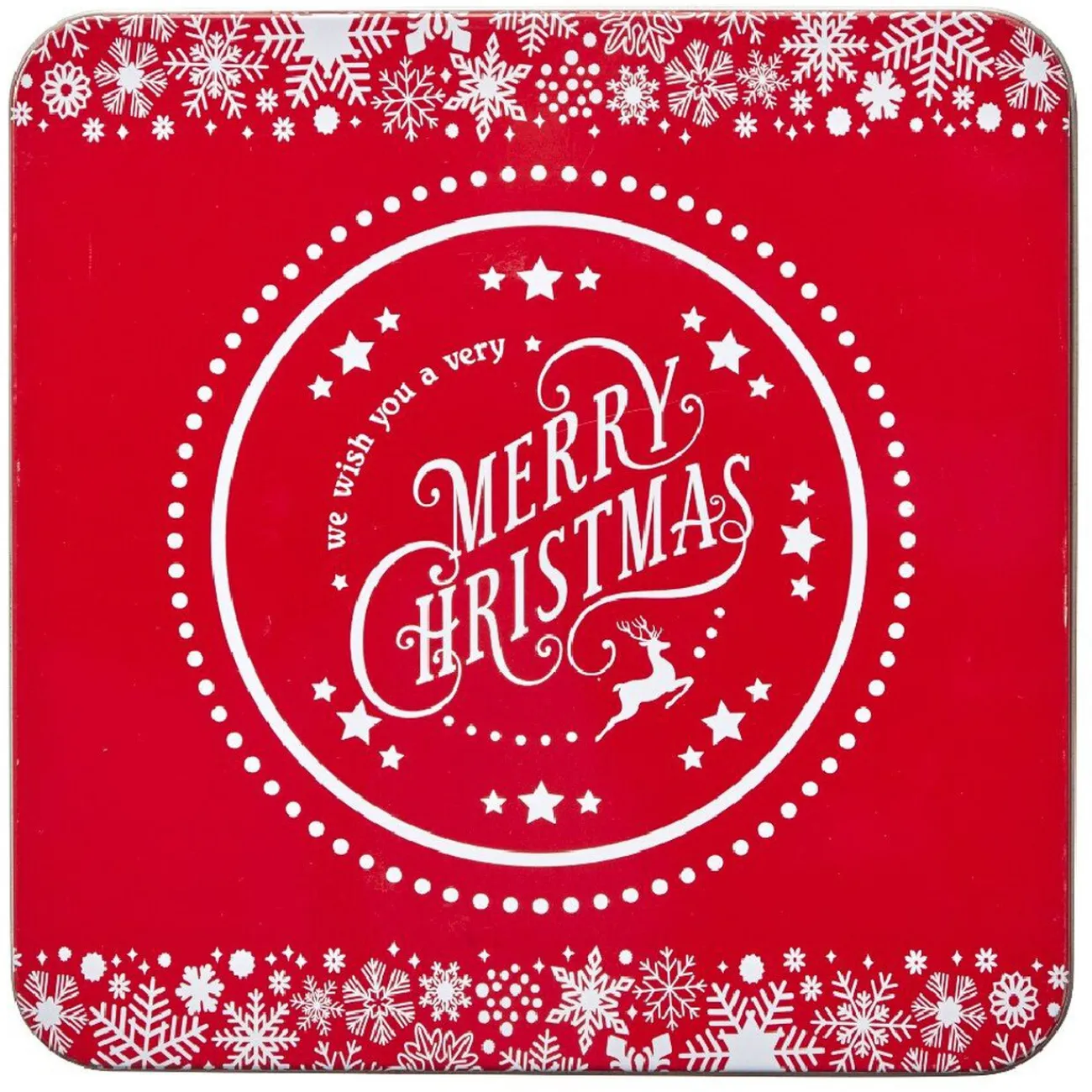 Gifi Boîte de Noël carré vintage métal Merry Christmas rouge