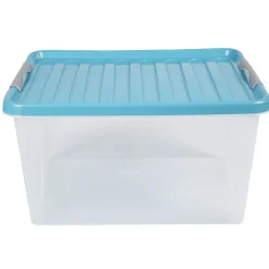 Gifi Entretien Du Linge|Boîte de rangement à clips 31 L transparent et violet