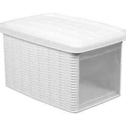 Gifi Rangement|Boîte de rangement 5 L double ouverture blanche effet osier