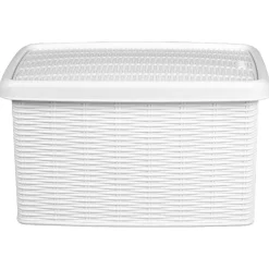 Gifi Rangement|Boîte de rangement 5 L double ouverture blanche effet osier