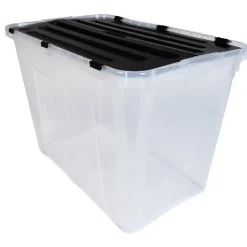 Gifi Rangement|Boîte de rangement avec couvercle noir 60 L