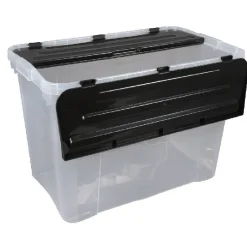 Gifi Rangement|Boîte de rangement avec couvercle noir 60 L