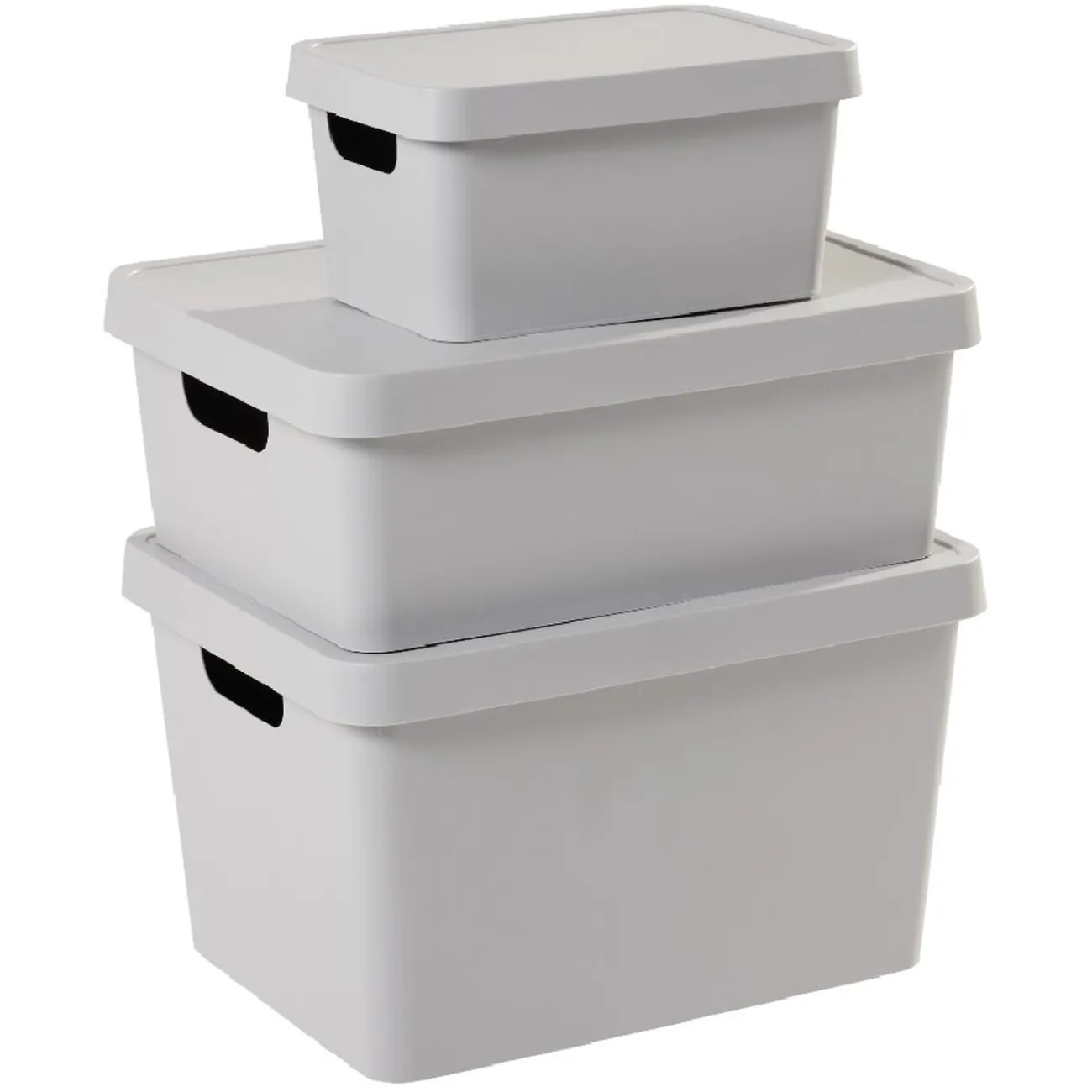 Gifi Rangement|Boîte de rangement avec couvercle grise 3,6 L