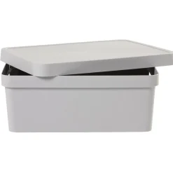 Gifi Rangement|Boîte de rangement avec couvercle grise 11 L