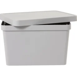 Gifi Rangement|Boîte de rangement avec couvercle grise 17 L