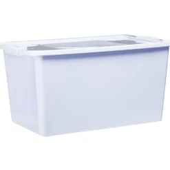 Gifi Rangement|Boîte de rangement avec couvercle lavande transparent 40L