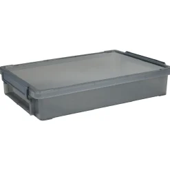 Gifi Rangement|Boîte de rangement avec fermeture à clip noir fumé 4 L