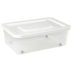 Gifi Rangement|Boîte de rangement avec roulettes et couvercle 25 L