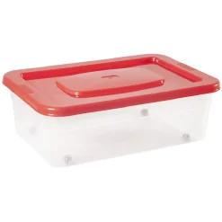 Gifi Rangement|Boîte de rangement avec roulettes et couvercle 25 L