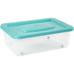 Gifi Rangement|Boîte de rangement avec roulettes et couvercle 25 L