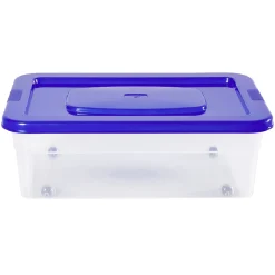 Gifi Rangement|Boîte de rangement avec roulettes et couvercle 25 L