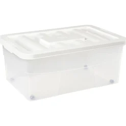 Gifi Rangement|Boîte de rangement avec roulettes et couvercle 46 L