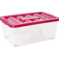 Gifi Rangement|Boîte de rangement avec roulettes et couvercle 46 L