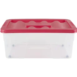 Gifi Rangement|Boîte de rangement avec roulettes et couvercle 46 L