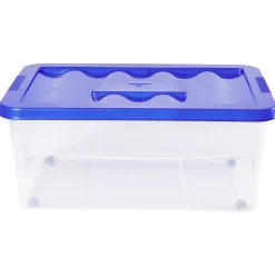 Gifi Rangement|Boîte de rangement avec roulettes et couvercle 46 L