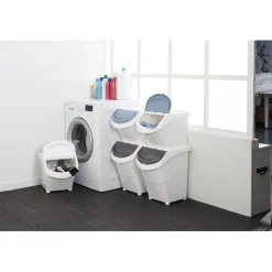 Gifi Rangement|Boîte de rangement blanche avec couvercle 20 L