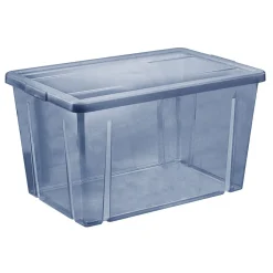 Gifi Rangement|Boîte de rangement bleu avec couvercle 54L