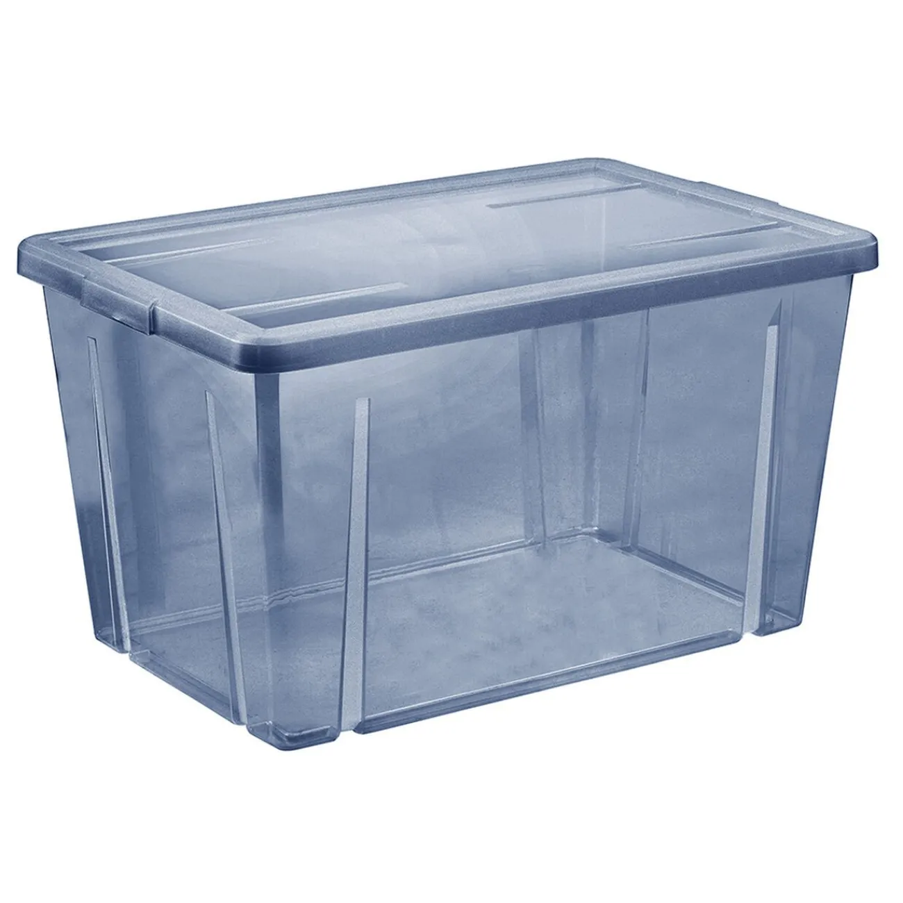 Gifi Rangement|Boîte de rangement bleu avec couvercle 54L