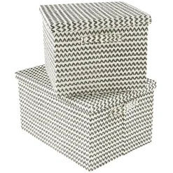 Gifi Entretien Du Linge|Boîte de rangement carrée décor zig zag noir blanc