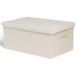 Gifi Rangement|Boîte de rangement coton gris ou beige 40,5xH18x26,5cm