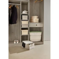 Gifi Rangement|Boîte de rangement coton gris ou beige 40,5xH18x26,5cm
