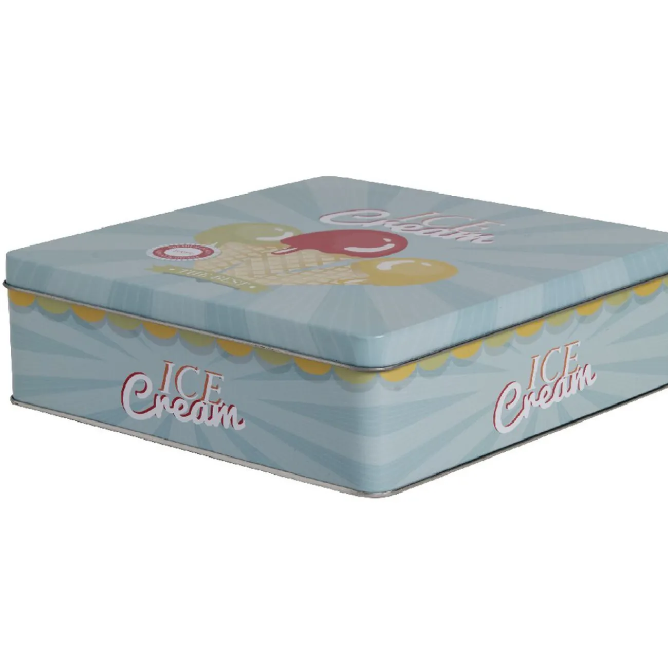 Gifi Boîte de rangement cuisine bleue décor glace multicolore