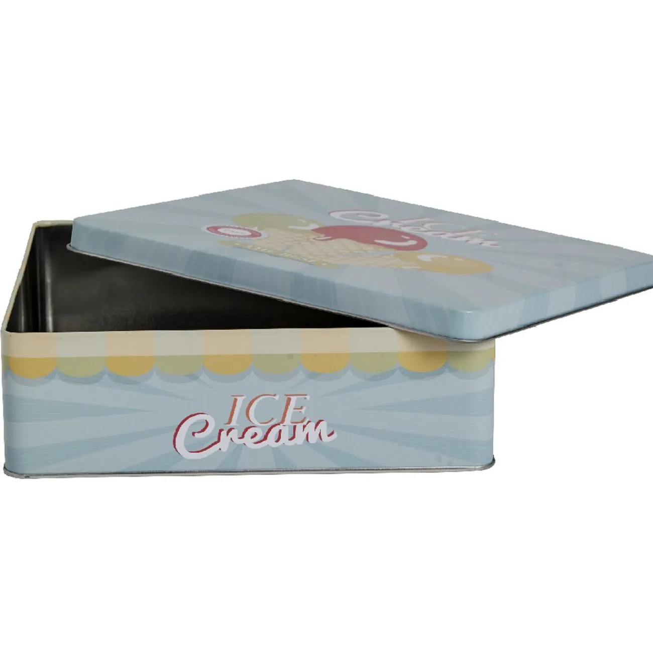 Gifi Boîte de rangement cuisine bleue décor glace multicolore