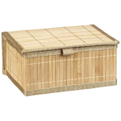 Gifi Rangement|Boîte de rangement déco lattes en bambou L24 x L18 cm