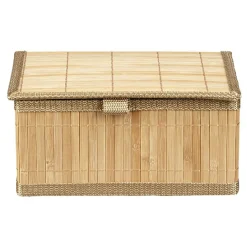 Gifi Rangement|Boîte de rangement déco lattes en bambou L24 x L18 cm