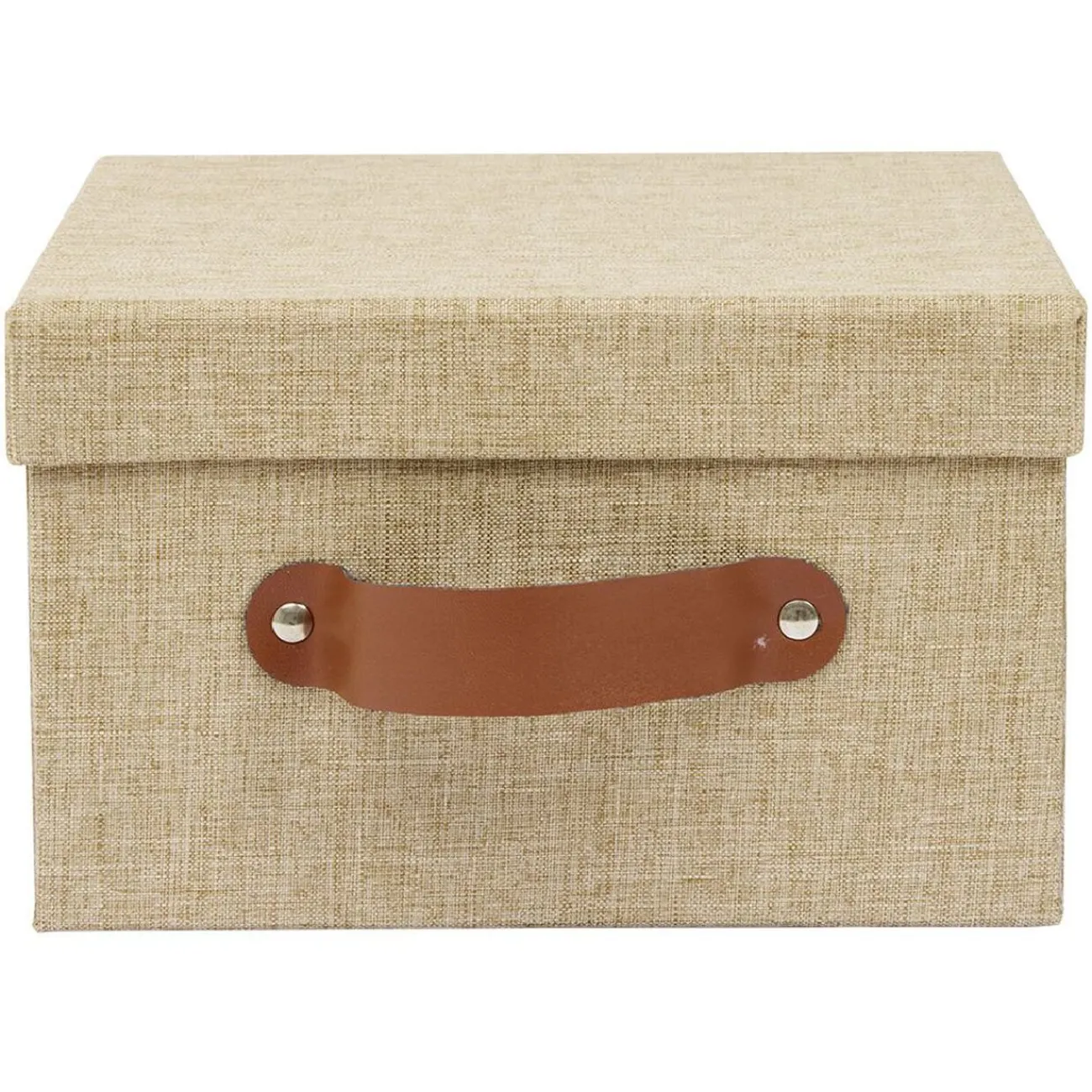 Gifi Rangement|Boîte de rangement décor lin beige 21x21xH12,5cm