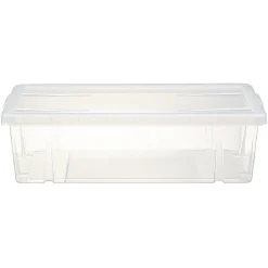Gifi Rangement|Boîte de rangement dessous de lit blanc transparent avec couvercle 28L