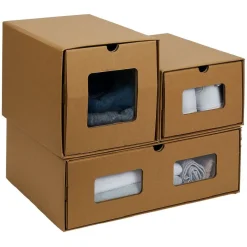 Gifi Rangement|Boîte de rangement en carton avec fenêtre transparente 23xH16x34cm