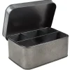 Gifi Rangement|Boîte de rangement en métal gris 4 compartiments
