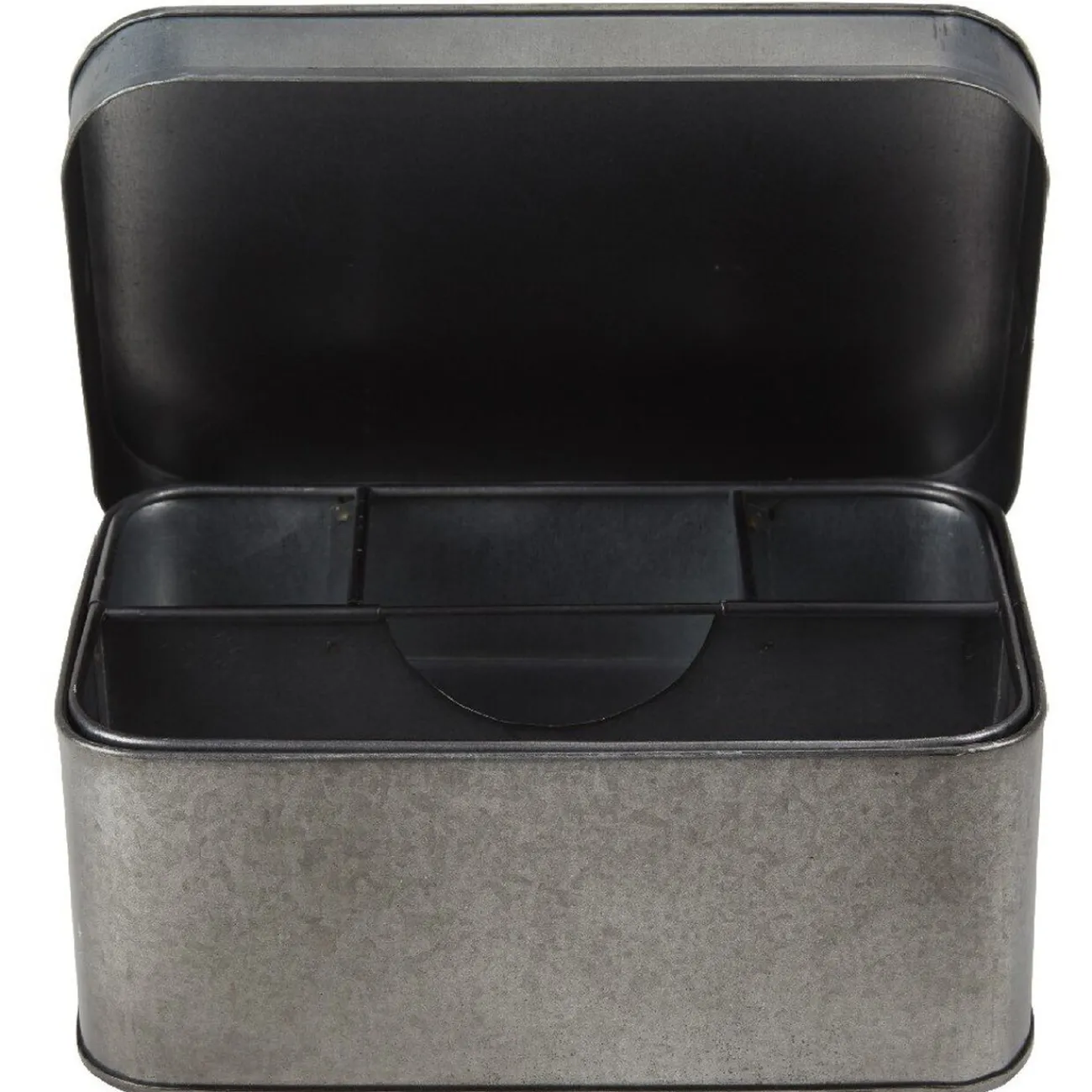 Gifi Rangement|Boîte de rangement en métal gris 4 compartiments