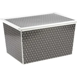 Gifi Entretien Du Linge|Boîte de rangement en plastique motif graphique noir blanc 50L